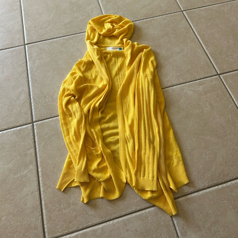 Sparrow Yellow Hooded Cardigan by Anthropologie
